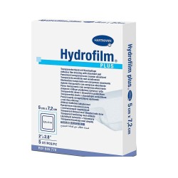 HARTMANN Hydrofilm Plus Adhesive film dressing with absorbent pad 5cm x 7.2cm 5pcs