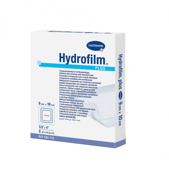 HARTMANN Hydrofilm Plus Прозрачна филм-превръзка с абсорбираща подложка 9cm x 10cm 5 бр