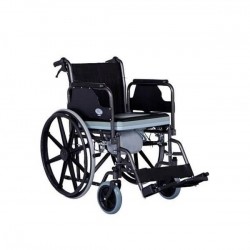 MOBIAKCARE Folding Wheelchair with Handle Brakes and Container