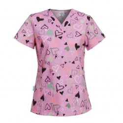 Bambina Pink Heart Medical Blouse for Women B-Well 400763