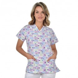 Bambina Medical Blouse Hearts / Ribbons for Women Without Buttons 400762