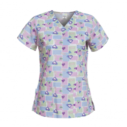 Bambina Medical Blouse Hearts / Ribbons for Women Without Buttons 400762