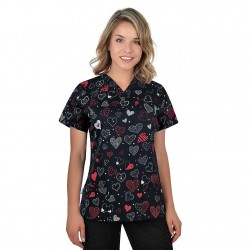 Bambina Dark Hearts Medical Blouse for Women B-Well 400769