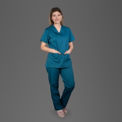 Ιατρική Νοσηλευτική Στολή Scrub Πετρόλ