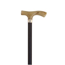 Wooden Cane Black – Imitation Horn Handle Mobiak