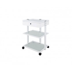 WEELKO Facile + Metallic trolley with a locker drawer and 2 glass shelves